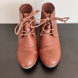 Brown Wedge Ankle Booties size 9